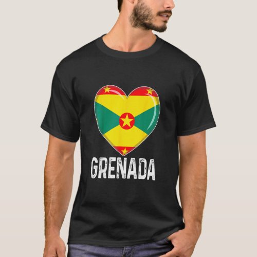 Cool Heart Grenada Flag Men Women Kid Patriotic    T_Shirt
