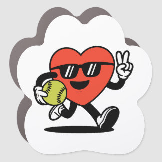 Cool Heart Playing Softball Sticker -Car Magnet