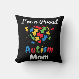 Cool Heart Puzzle Pieces Light It Up Blue for prou Throw Pillow
