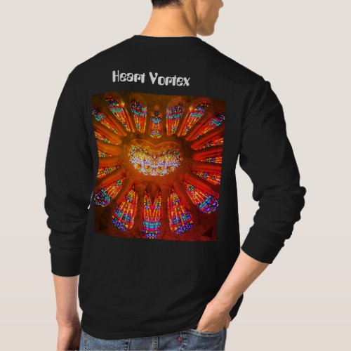 Cool Heart  Rays Stain Glass Photo Design by Tron T_Shirt