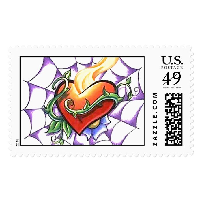 Cool Heart Thorn and Spider Web tattoo Stamps