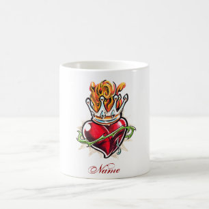 Cool Heart with Crown tattoo mug