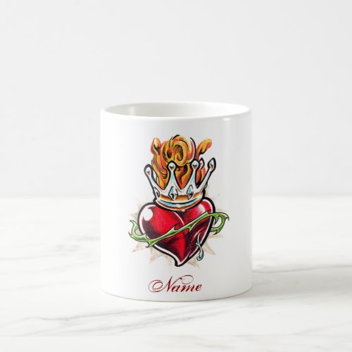 Cool Heart with Crown  tattoo  mug