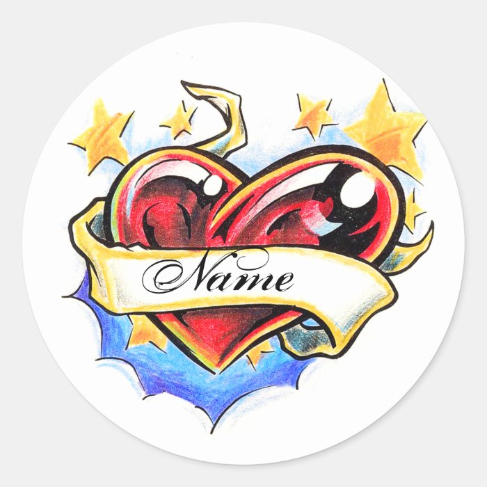 Cool Heart with Name tattoo sticker