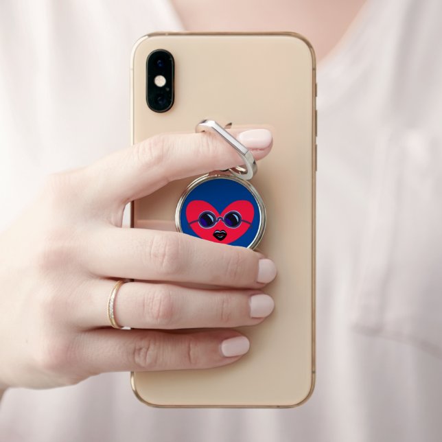 Cool Heart With Sunglasses Phone Ring Stand (In Situ)