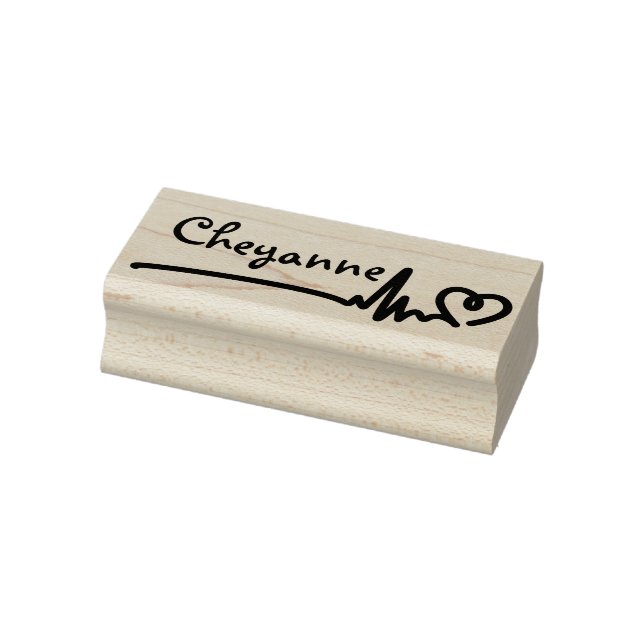 Cool Heartbeat Heart Line Custom Personalized Name Rubber Stamp (Stamp)