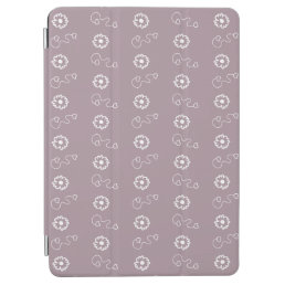 Cool hearts and white flowers on purple background iPad air cover
