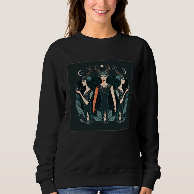Cool Hecate Gods Illustration Halfmoon Unique Wome Sweatshirt (Front)