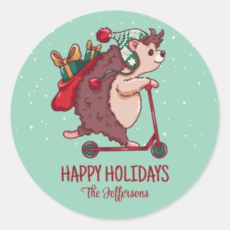 Cool Hedgehog Christmas Snowy Winter Holiday