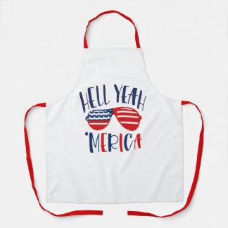 Cool Hell Yeah Merica America Chef Baker Patriotic Apron