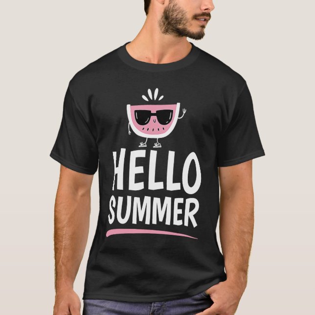 Cool Hello Summer Watermelon Sunglasses Melon Grow T-Shirt (Front)