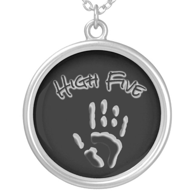 Cool High Five Hand Silver Plated Necklace (Front)