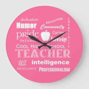 Cool High School Teacher Attributes+Apple Large Clock