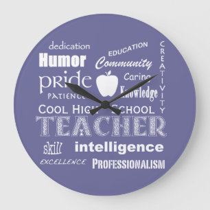 Cool High School Teacher Attributes+Apple Large Clock