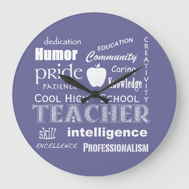 Cool High School Teacher Attributes+Apple Large Clock (Front)