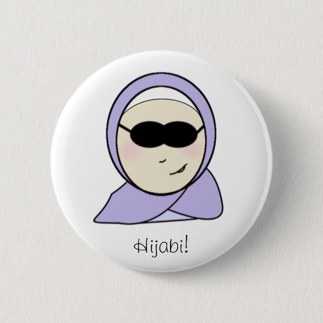 Cool Hijabi - islamic muslim girl with hijab print Pinback Button (Front)