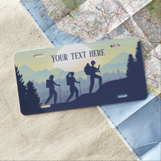 cool hiking lovers add text license plate