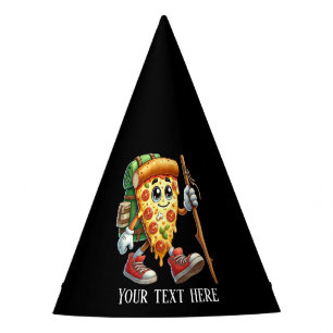 Cool hiking pizza party add text Party Hat