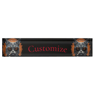 Cool Hip Cat Thunder_Cove Desk Name Plate
