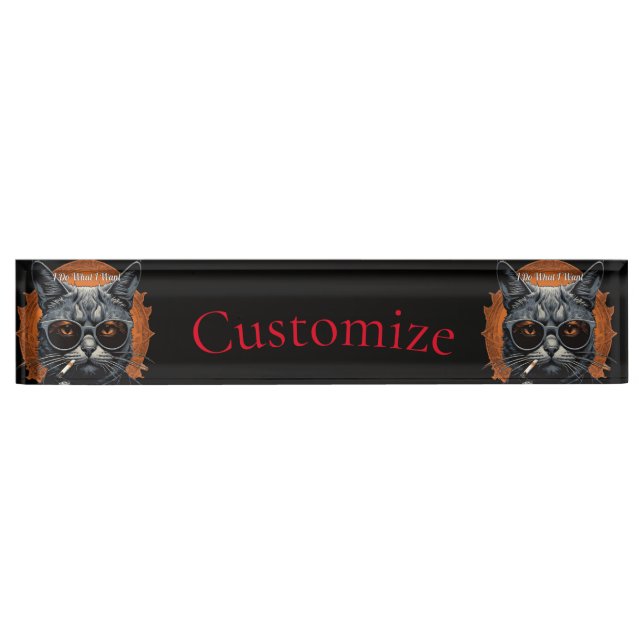 Cool Hip Cat Thunder_Cove Desk Name Plate (Front)
