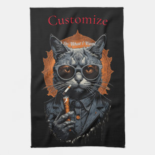 Cool Hip Cat Thunder_Cove Kitchen Towel