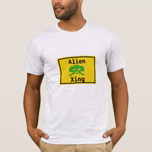 Cool Hip Green Alien Xing Space Nerd Games Gamer T_Shirt