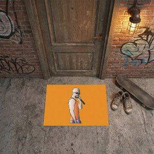 Cool Hip Hop Bald Guy Singer with Microphone Doormat