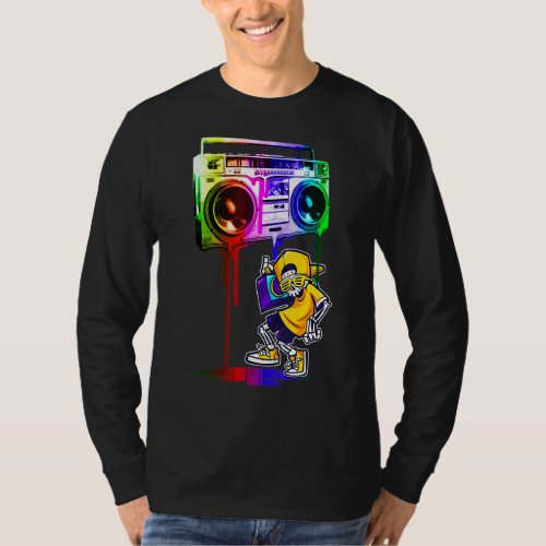 Cool Hip Hop Cute Music Skull Boombox Funny T_Shirt