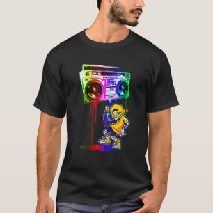 Cool Hip Hop Cute Music Skull Boombox Funny T-Shirt