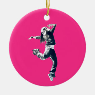 Cool hip hop dancer art ceramic ornament