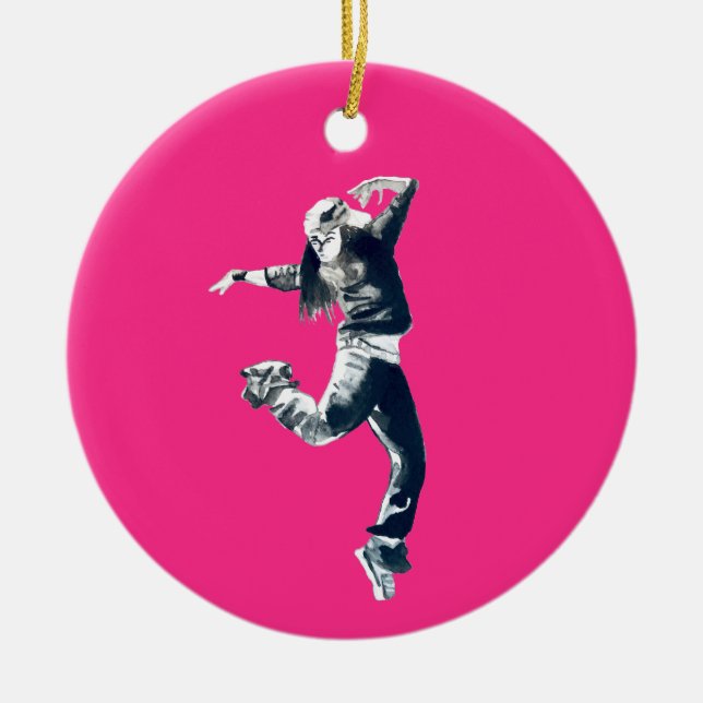 Cool hip hop dancer art ceramic ornament (Front)