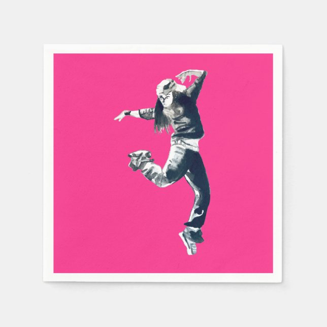 Cool hip hop dancer art napkins (Front)