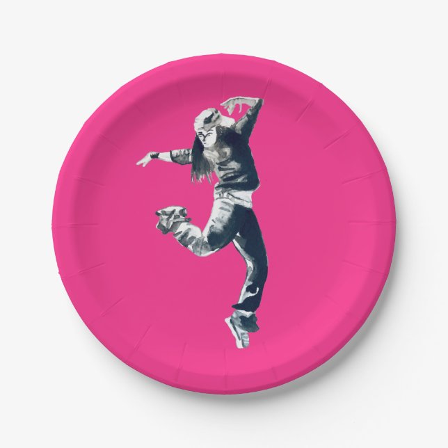 Cool hip hop dancer art paper plates (Front)