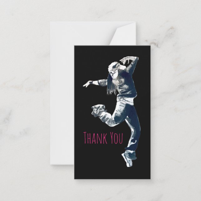 Cool hip hop dancer girl illustration note card (Front)