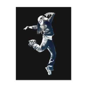 Cool hip hop dancer girl illustration postcard