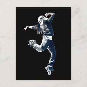 Cool hip hop dancer girl illustration postcard