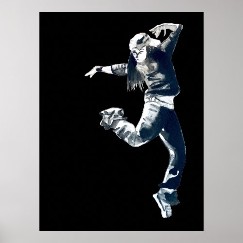 Cool hip hop dancer girl illustration poster