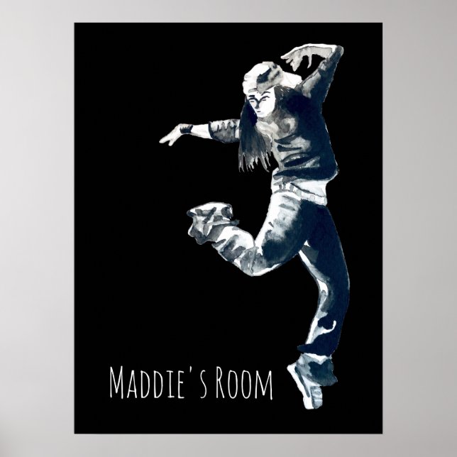 Cool hip hop dancer girl name poster (Front)