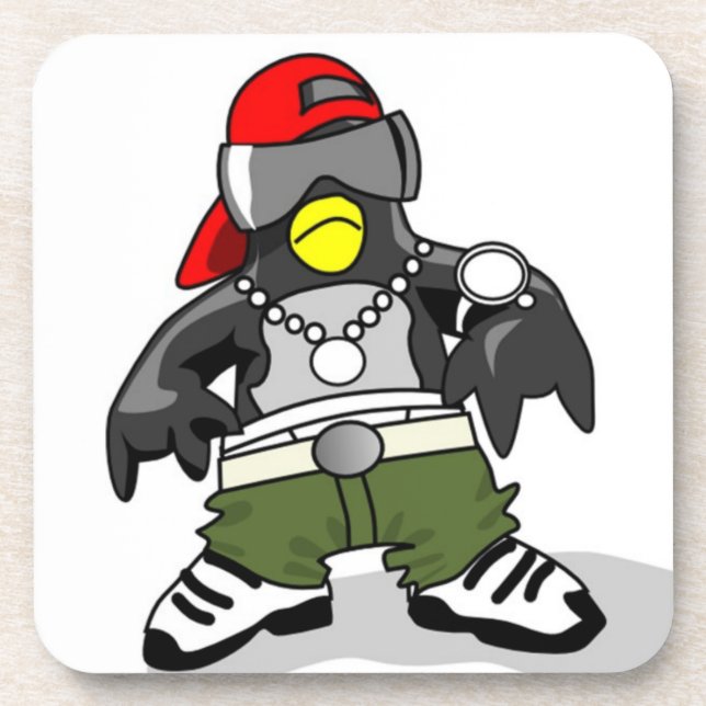 Cool Hip Hop Penguin Drink Coaster (Front)