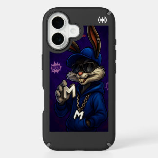 Cool Hip Hop Rabbit Illustration iPhone 16 Case