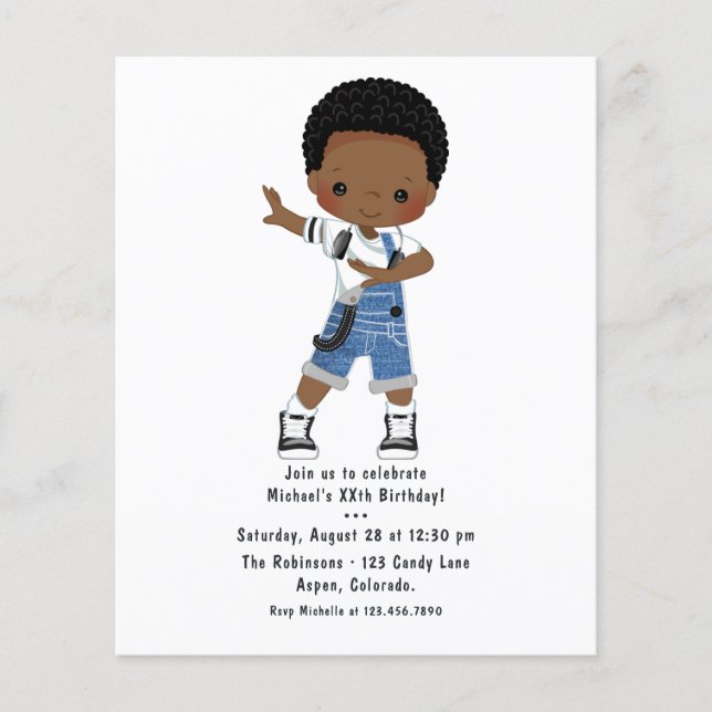 Cool Hip Hop Rap Boy Break Dancer Birthday Party Flyer (Front)