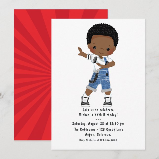 Cool Hip Hop Rap Boy Break Dancer Birthday Party Invitation (Front/Back)