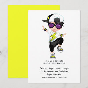 Cool Hip Hop Rap Boy Break Dancer Birthday Party Invitation