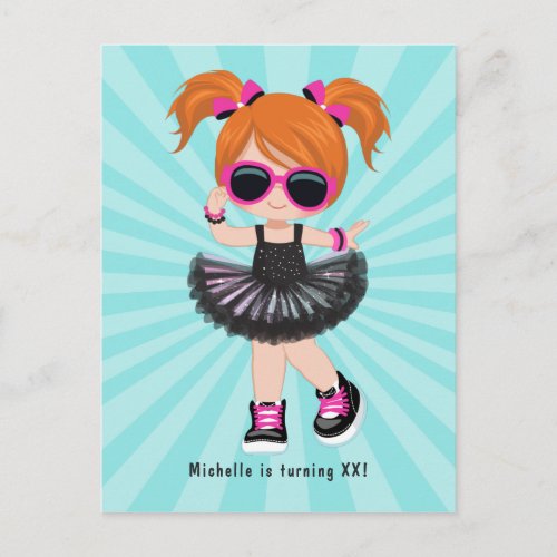 Cool Hip Hop Rap Tutu Girl Birthday Party Postcard