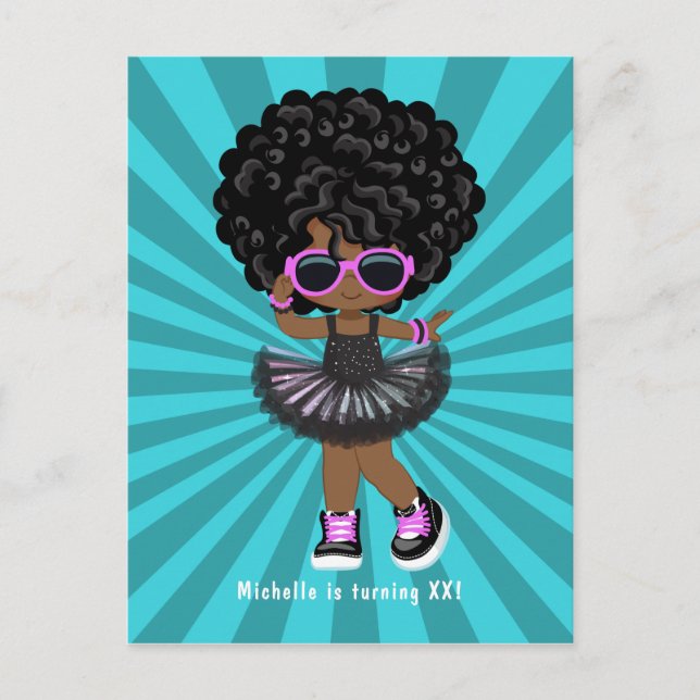 Cool Hip Hop Rap Tutu Girl Birthday Party Postcard (Front)