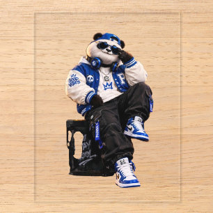 Cool Hip Hop Teddy Bear Round Pin Back Button Acrylic Enclosure Card