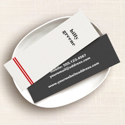 Minimalistic Red Striped Mini Business Card