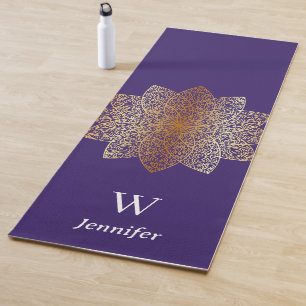 Cool hippie rose gold purple mandala illustration yoga mat