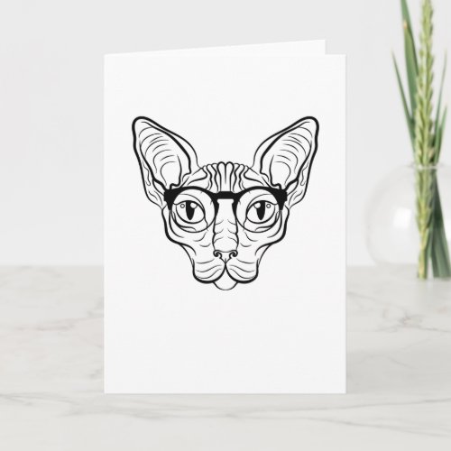 Cool Hippie Sphynx Cat Siamese Cat persian glasses Card