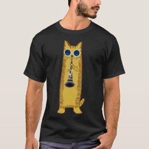Cool Hippy Cat With Sunglasses Playing The Clarine T-Shirt